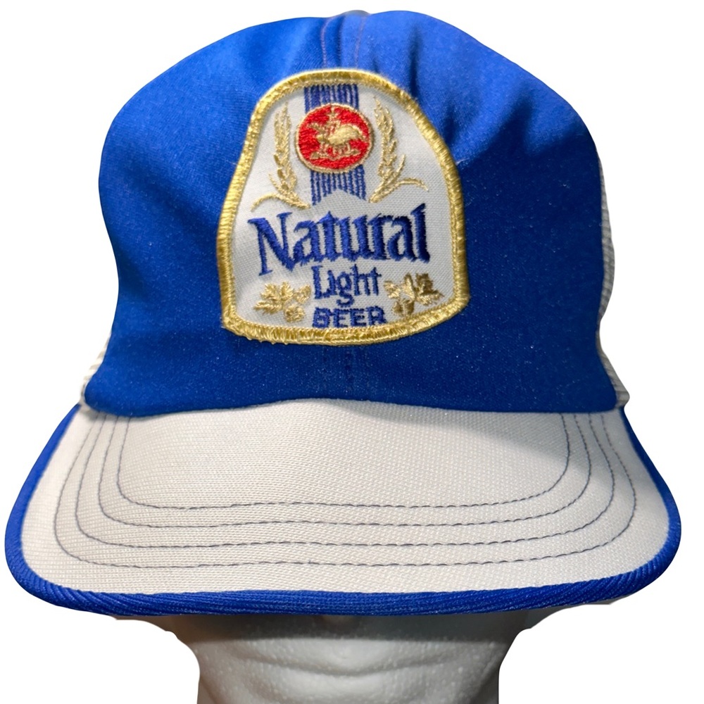 VTG Natural Light Beer Trucker Mesh Hat 1980's Snapback Dad Hat